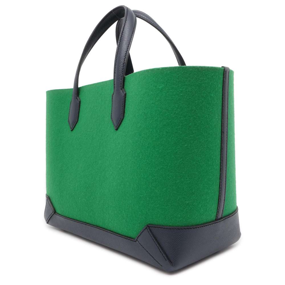 Hermes Maxibox Cabas Vert Moyen/Blue Indigo Felt Epsom Size 30