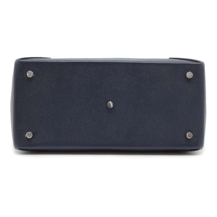 Hermes Maxibox Cabas Vert Moyen/Blue Indigo Felt Epsom Size 30