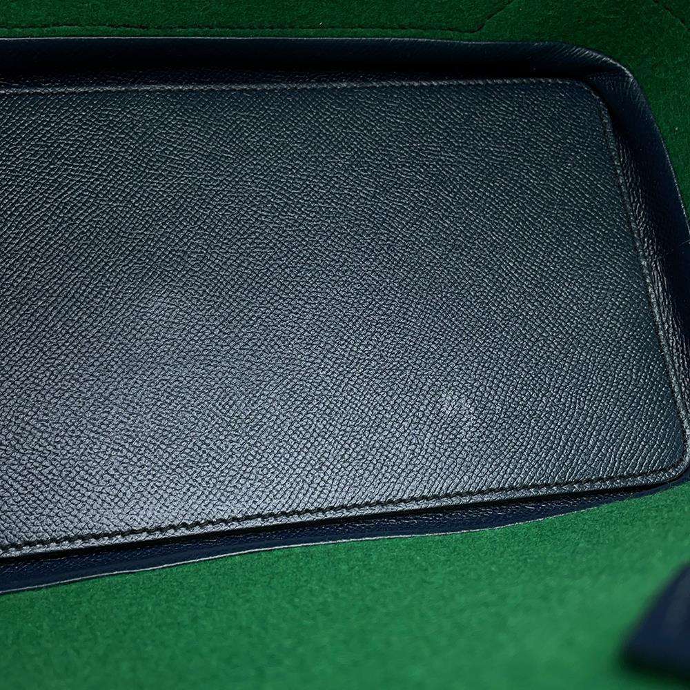 Hermes Maxibox Cabas Vert Moyen/Blue Indigo Felt Epsom Size 30