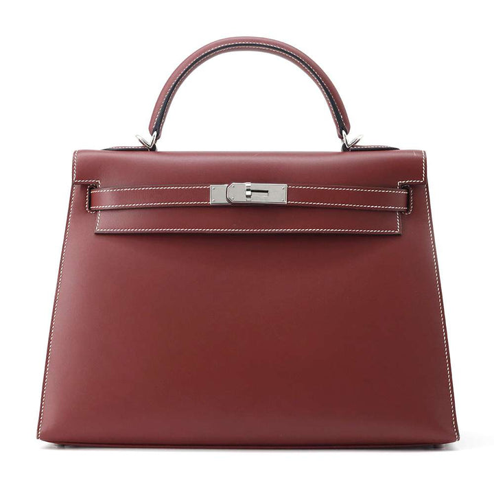 HERMES Kelly Sellier Rouge H Chamonix Leather Size 32