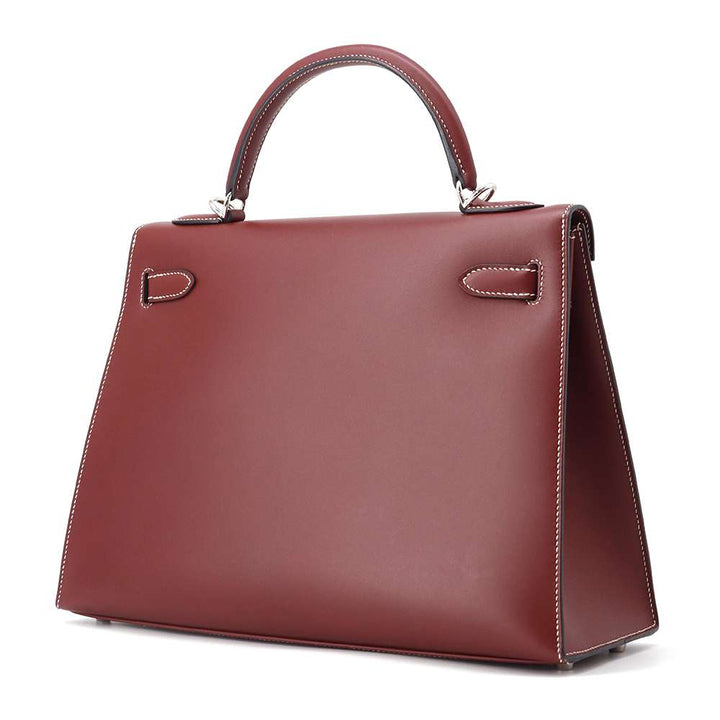HERMES Kelly Sellier Rouge H Chamonix Leather Size 32