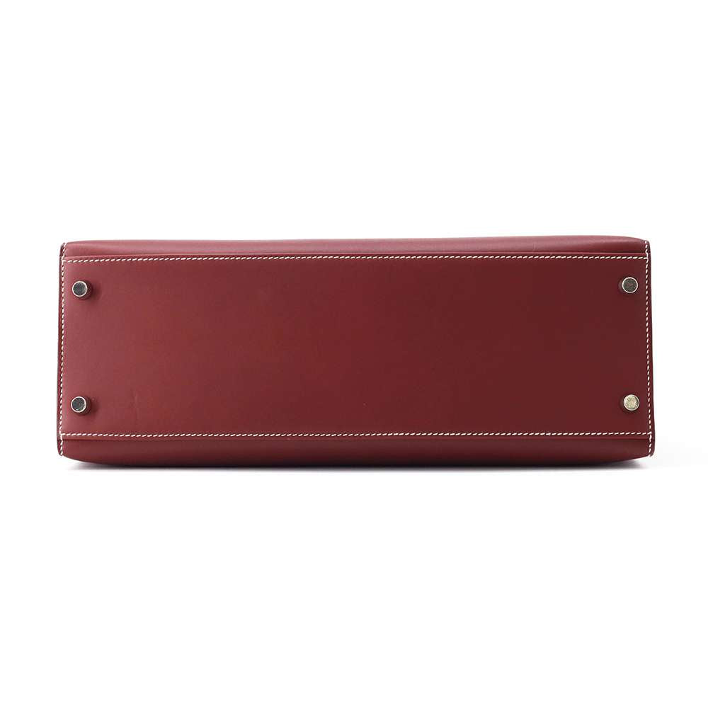 HERMES Kelly Sellier Rouge H Chamonix Leather Size 32