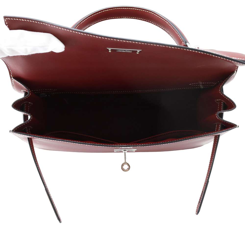 HERMES Kelly Sellier Rouge H Chamonix Leather Size 32