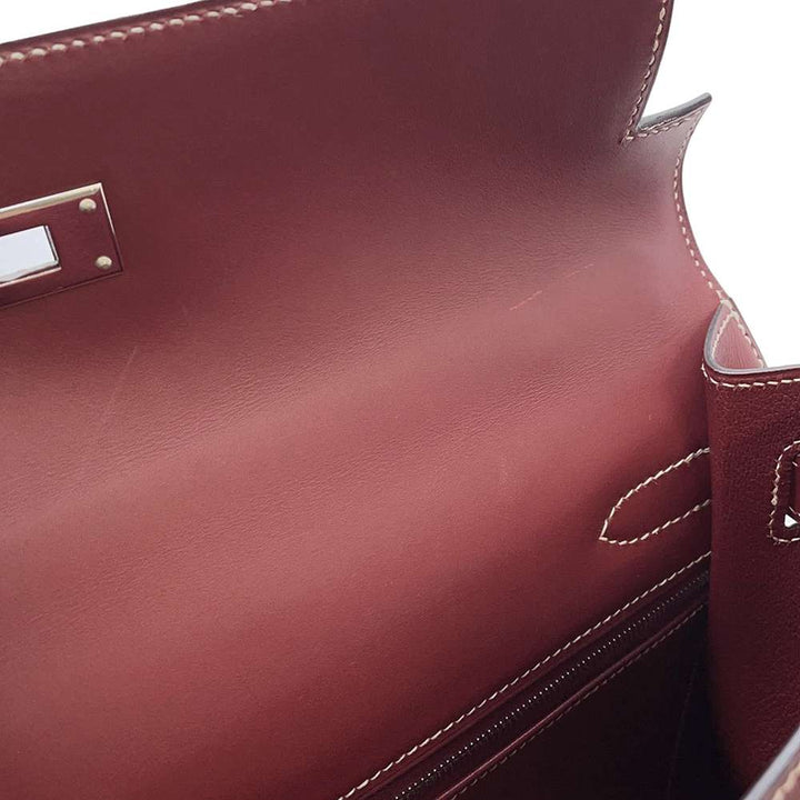 HERMES Kelly Sellier Rouge H Chamonix Leather Size 32