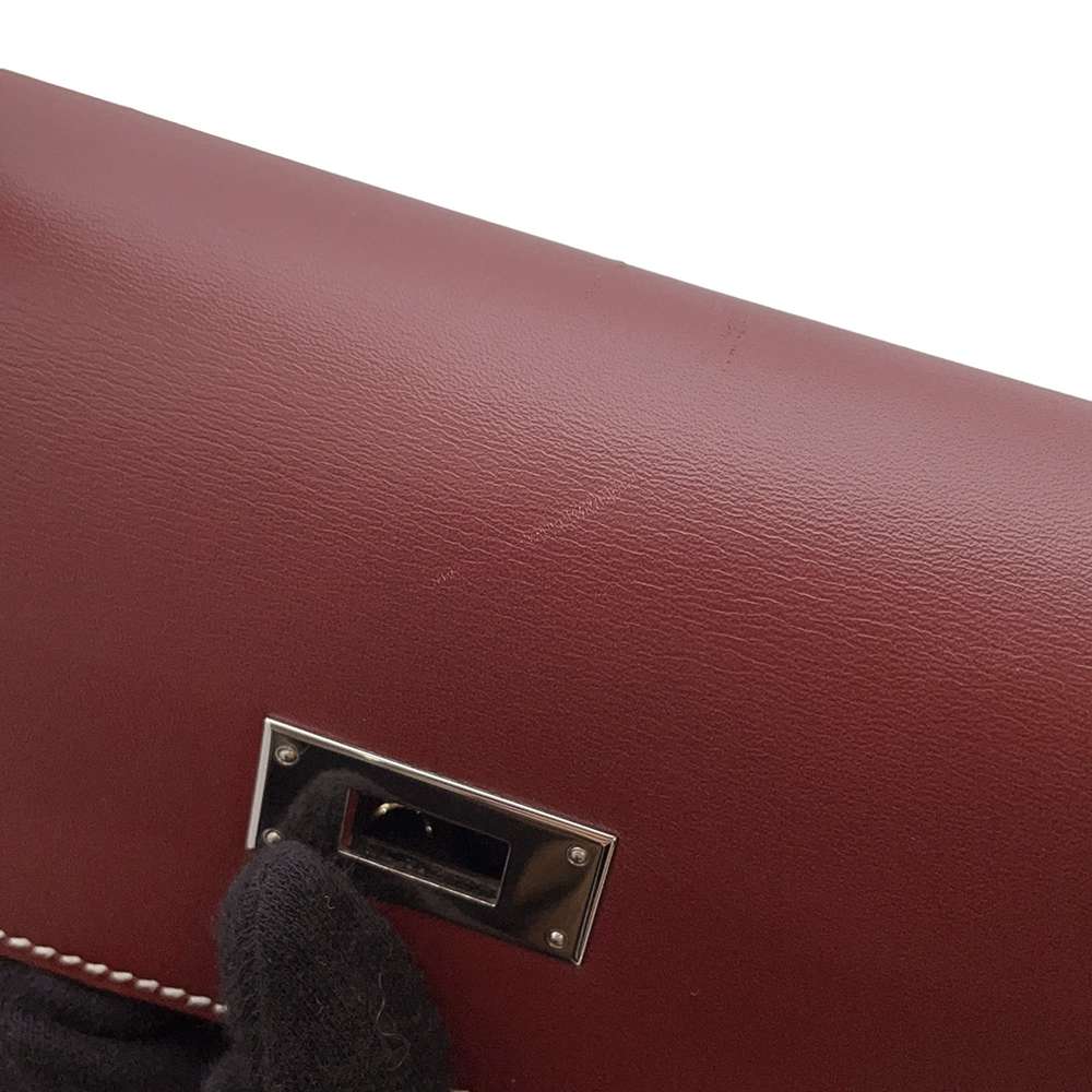 HERMES Kelly Sellier Rouge H Chamonix Leather Size 32
