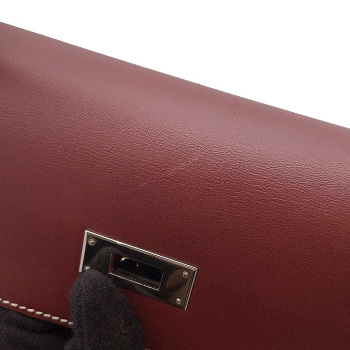 HERMES Kelly Sellier Rouge H Chamonix Leather Size 32