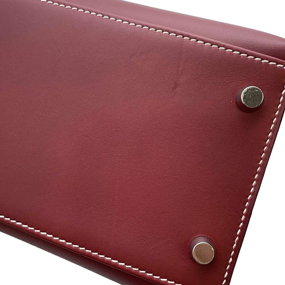 HERMES Kelly Sellier Rouge H Chamonix Leather Size 32