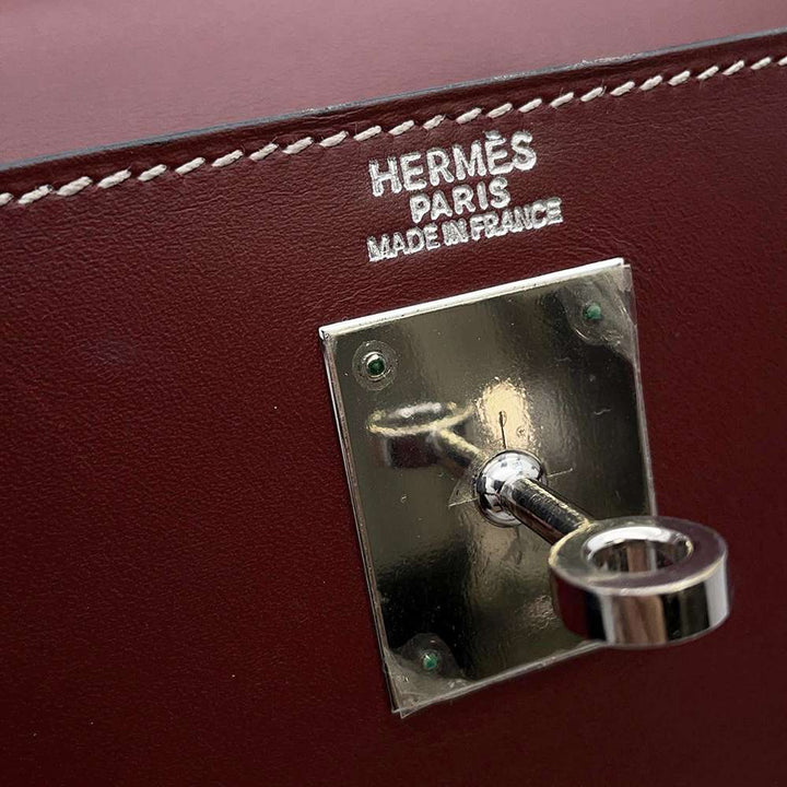 HERMES Kelly Sellier Rouge H Chamonix Leather Size 32