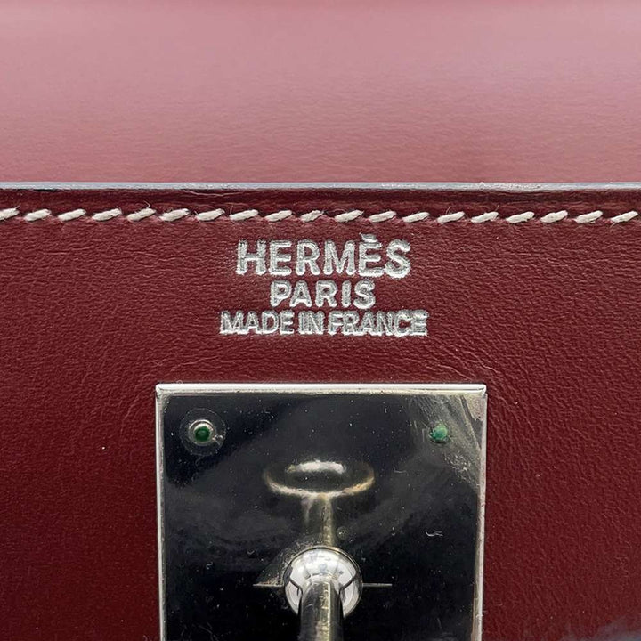 HERMES Kelly Sellier Rouge H Chamonix Leather Size 32