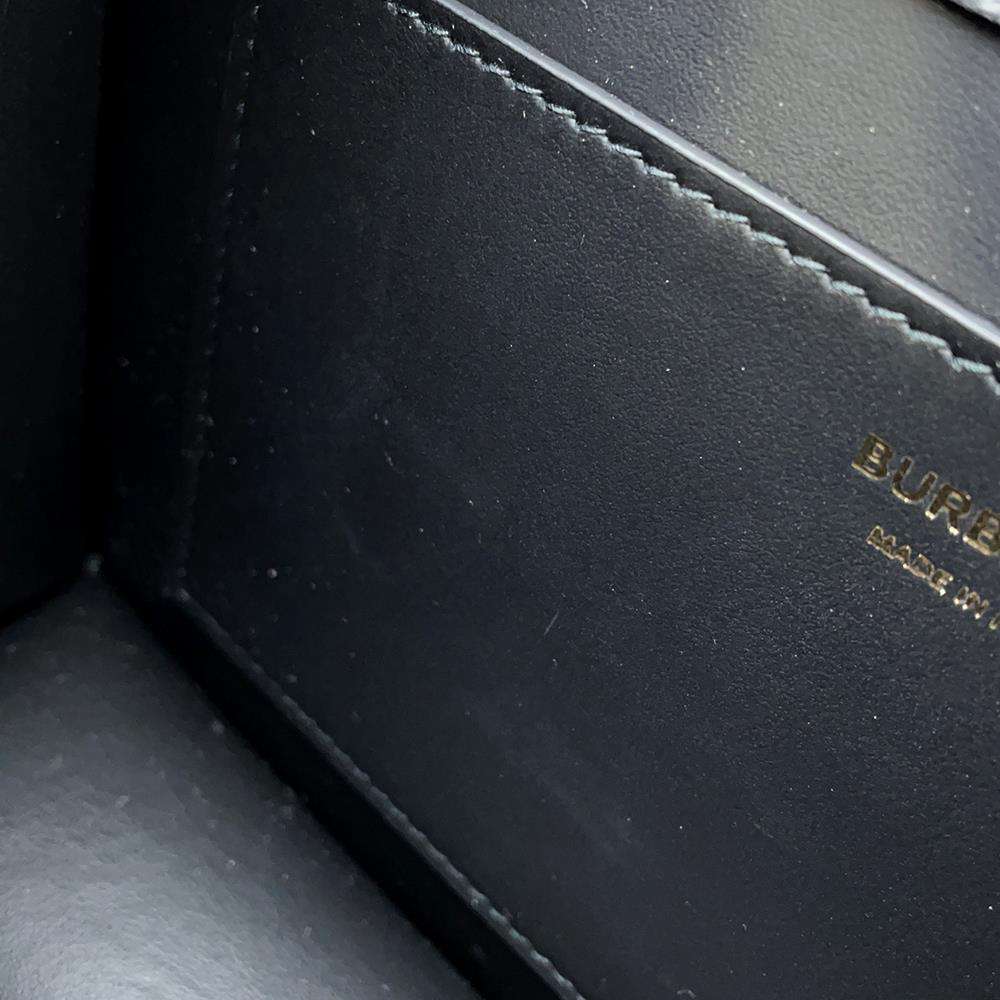 BURBERRY Check Flap Shoulder Bag Black/Beige Leather