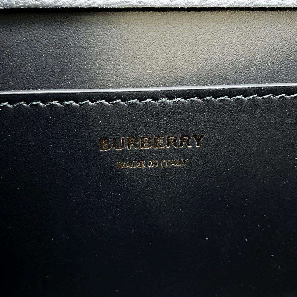 BURBERRY Check Flap Shoulder Bag Black/Beige Leather
