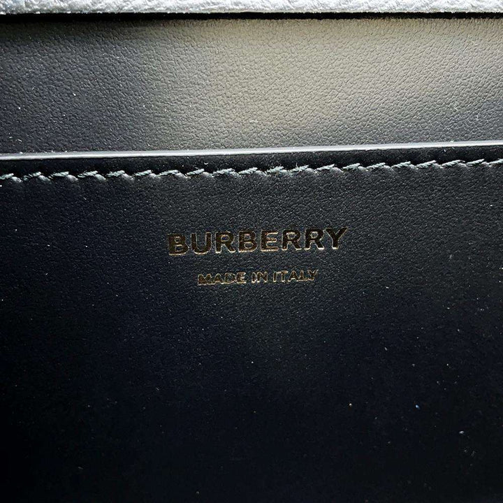 BURBERRY Check Flap Shoulder Bag Black/Beige Leather