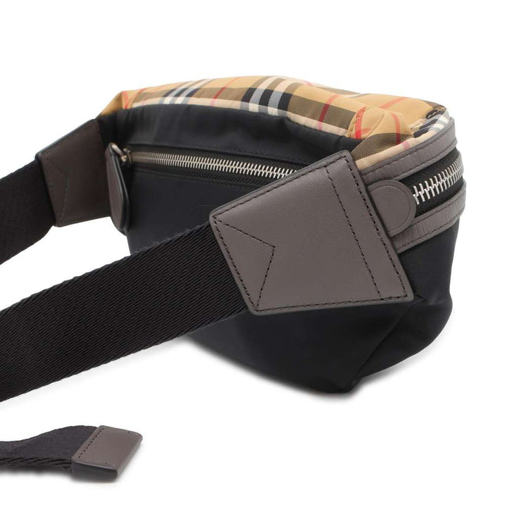 BURBERRY Vintage Check Waist Bag Black/Beige 8005416 Nylon Leather