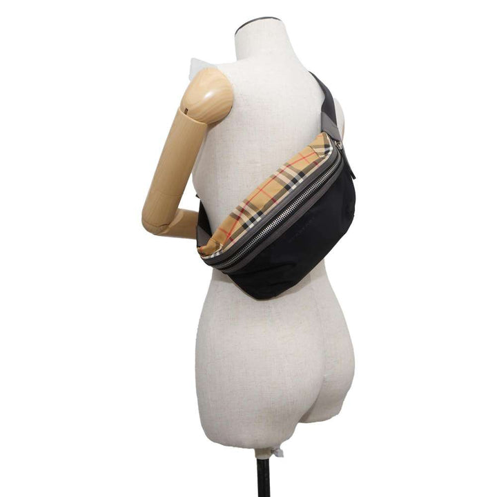 BURBERRY Vintage Check Waist Bag Black/Beige 8005416 Nylon Leather