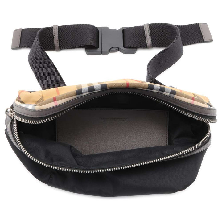 BURBERRY Vintage Check Waist Bag Black/Beige 8005416 Nylon Leather