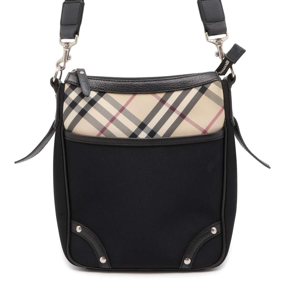BURBERRY Nova Check Shoulder Bag Black/Beige Nylon Leather