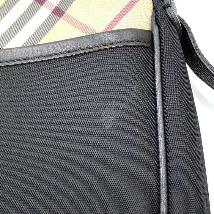 BURBERRY Nova Check Shoulder Bag Black/Beige Nylon Leather