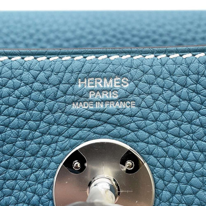 HERMES Lindy New Blue Jean Taurillon Clemence Size 26