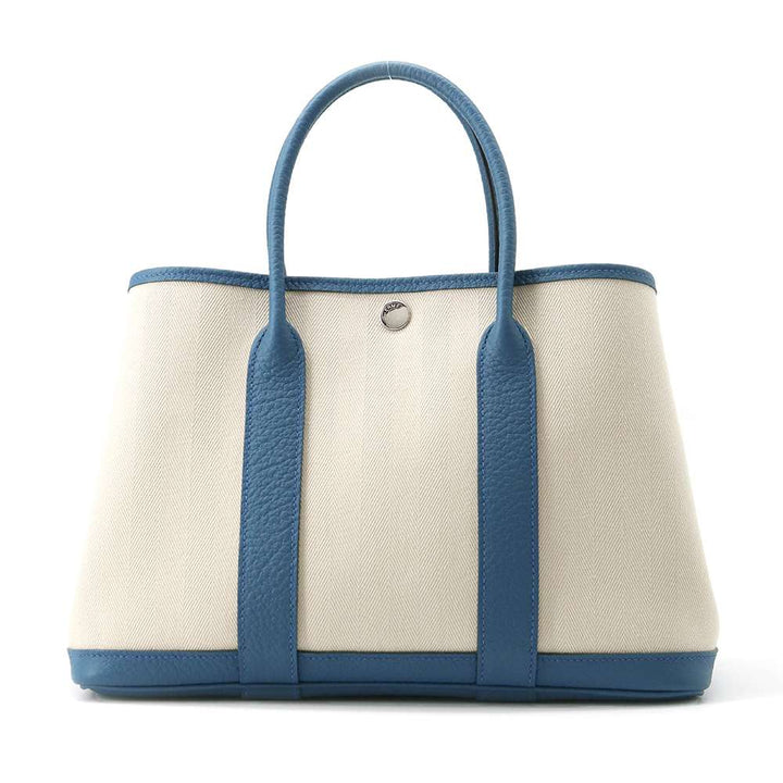 HERMES Garden Party Colvert Toile Chevrons Negonda Leather Size TPM