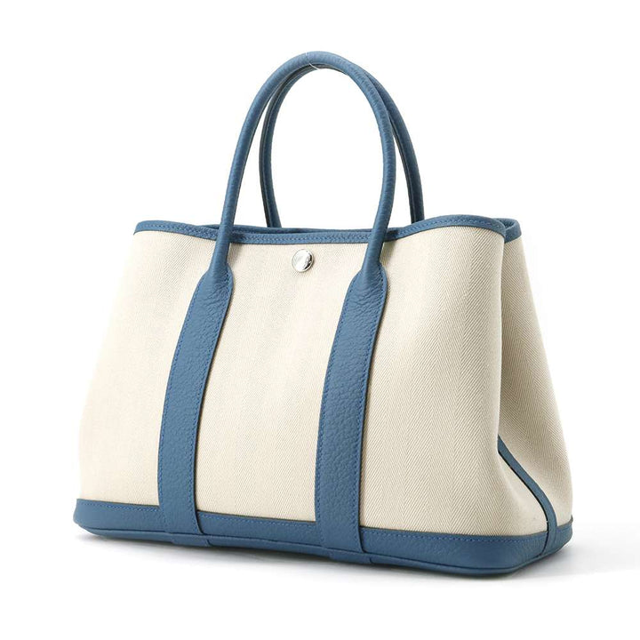 HERMES Garden Party Colvert Toile Chevrons Negonda Leather Size TPM