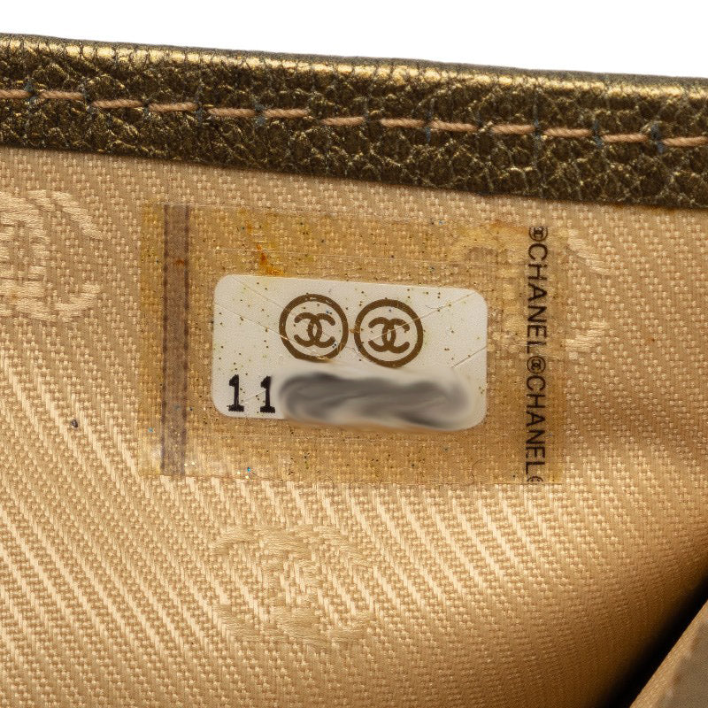 Top Quality Chanel Cocomark Three Folded Wallet Long Wallet Metal Curry Leather  CHANEL