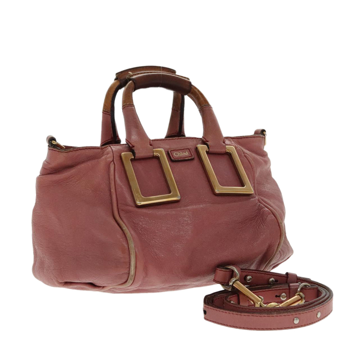 Chloe Etel Shoulder Bag Leather Pink Gold 96284