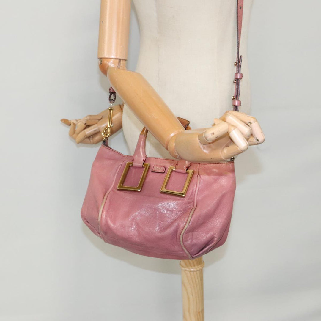 Chloe Etel Shoulder Bag Leather Pink Gold 96284