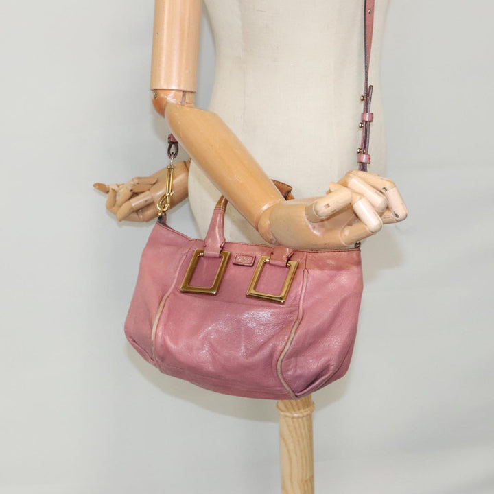 Chloe Etel Shoulder Bag Leather Pink Gold 96284