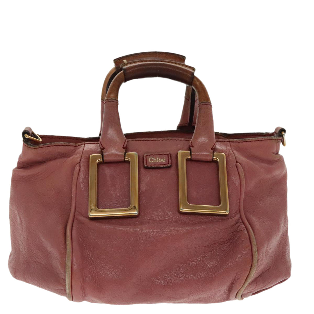 Chloe Etel Shoulder Bag Leather Pink Gold 96284