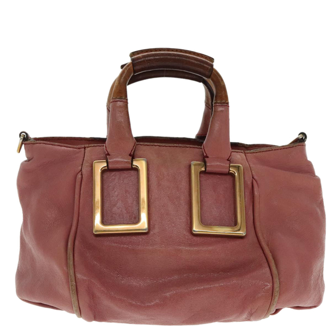 Chloe Etel Shoulder Bag Leather Pink Gold 96284