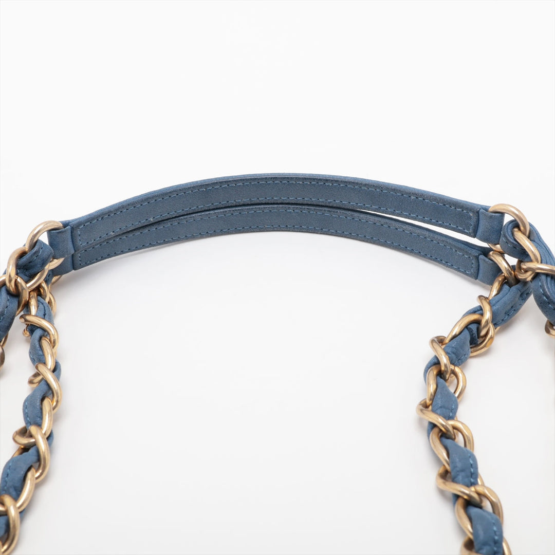 Top Quality Chanel Matrasse  Leather Chain Handbag  Blue Gold  15th