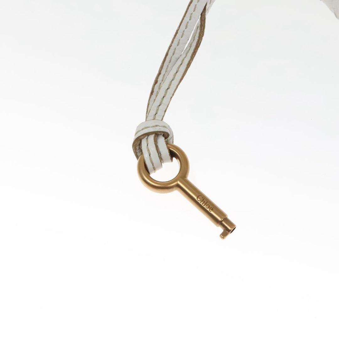 Chloe Shoulder Bag Leather White Gold Silver 96926