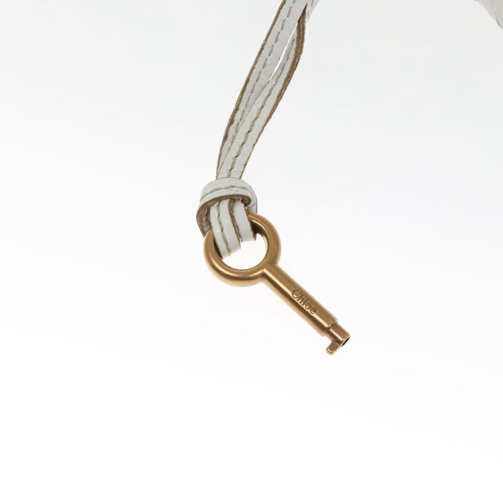 Chloe Shoulder Bag Leather White Gold Silver 96926