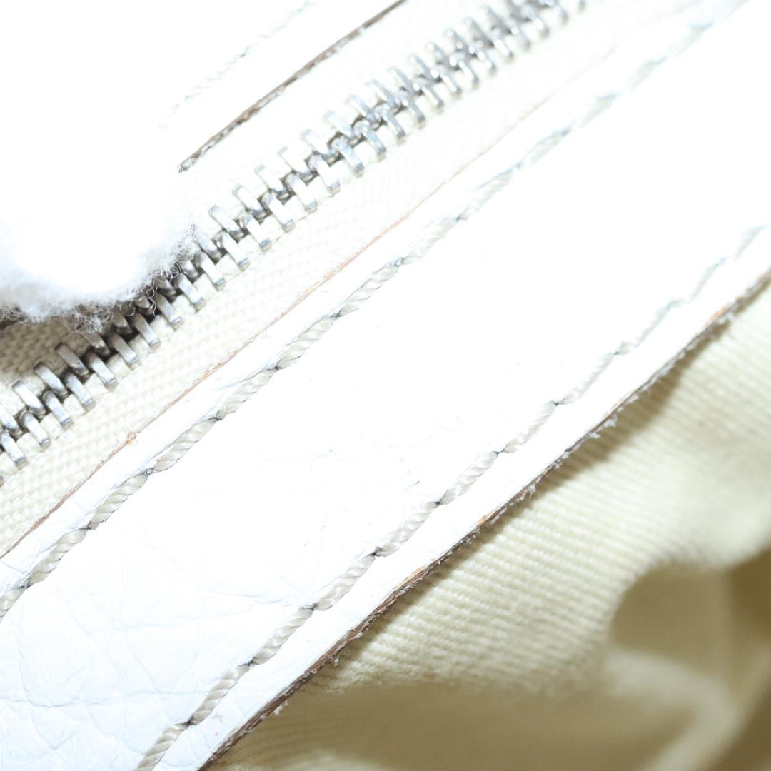 Chloe Shoulder Bag Leather White Gold Silver 96926