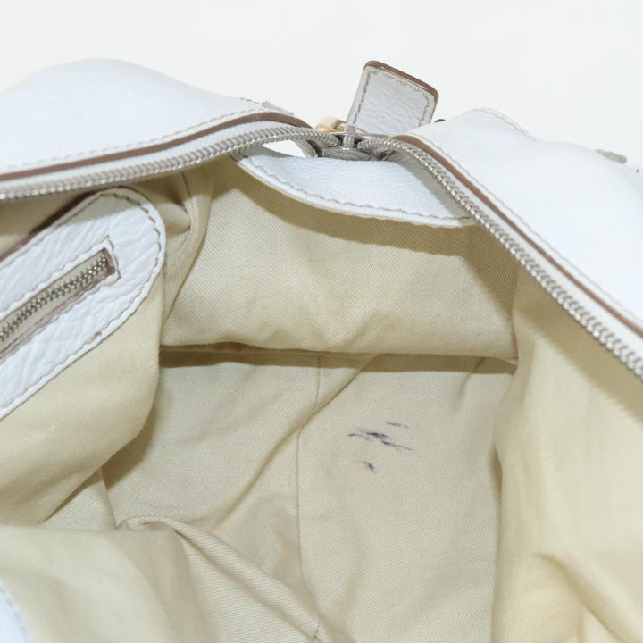 Chloe Shoulder Bag Leather White Gold Silver 96926