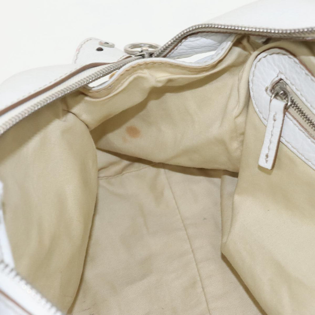Chloe Shoulder Bag Leather White Gold Silver 96926