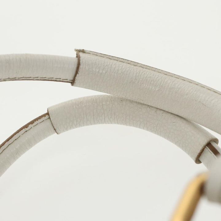Chloe Shoulder Bag Leather White Gold Silver 96926