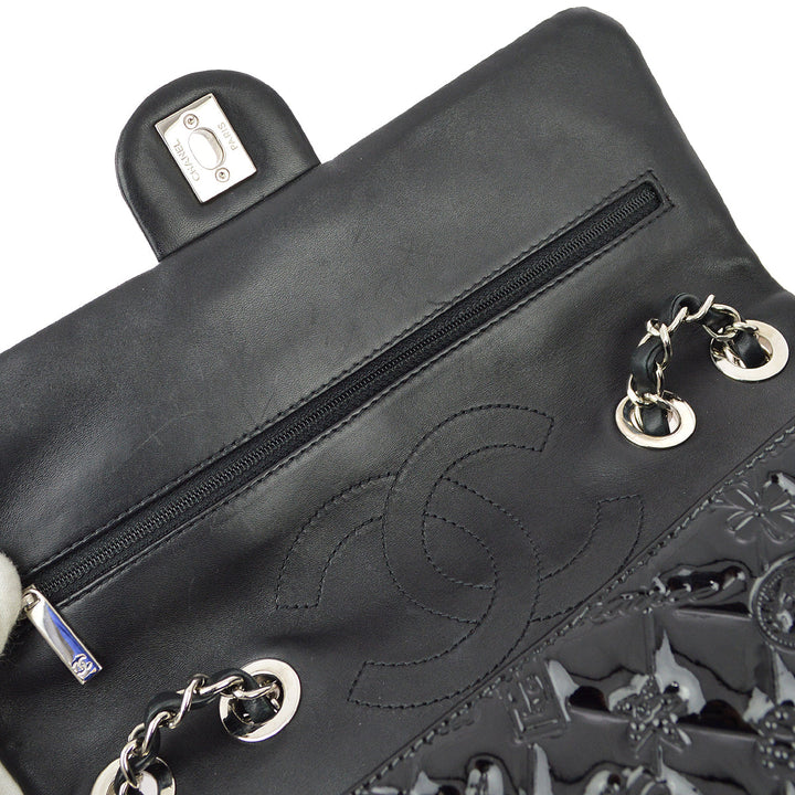 Top Quality Chanel * Black Patent Leather Icon Single Flap Shoulder Bag