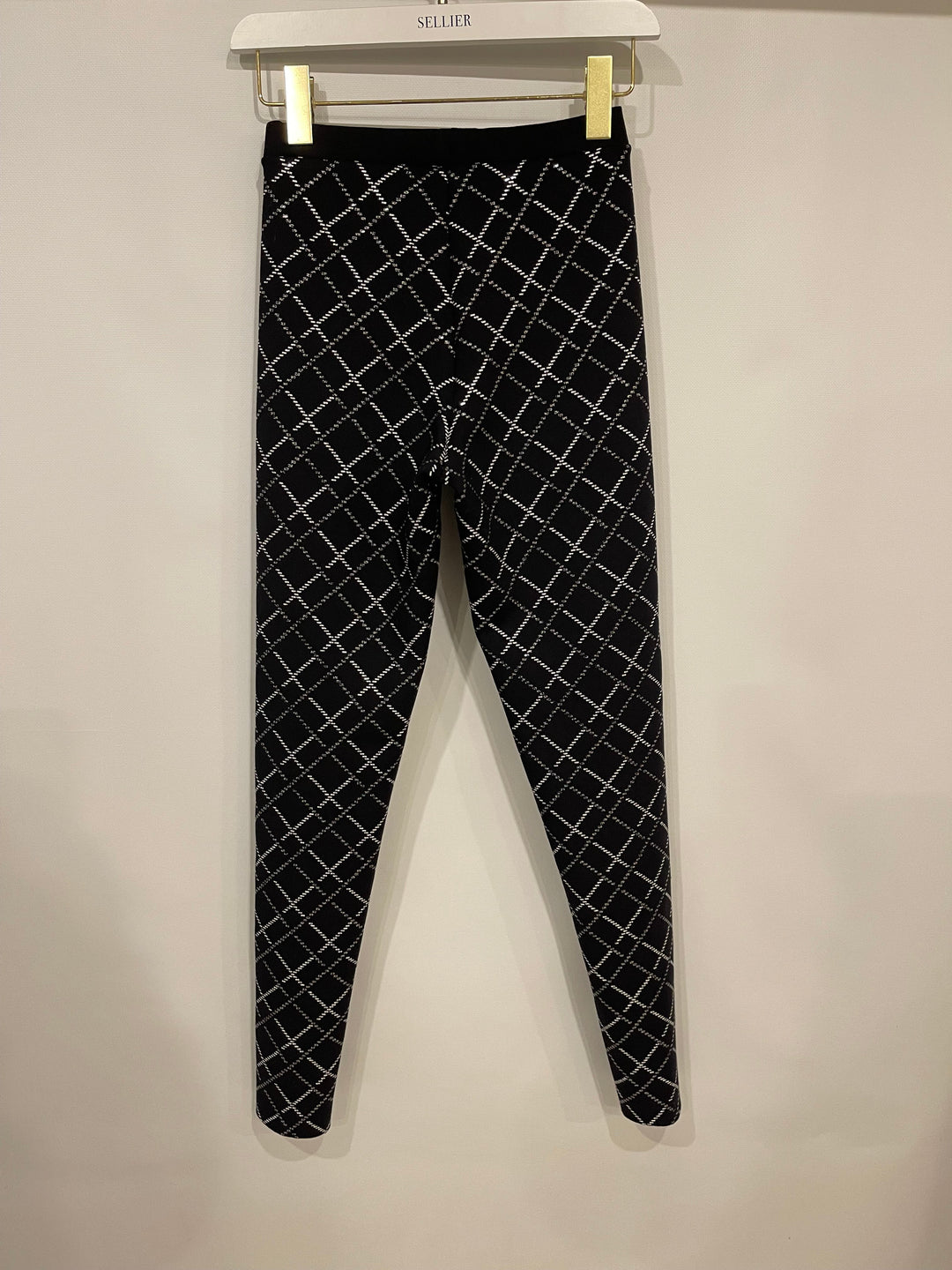 Top Quality Chanel Black Leggings with Silver Quilted Details Size FR 34 (UK 6)
