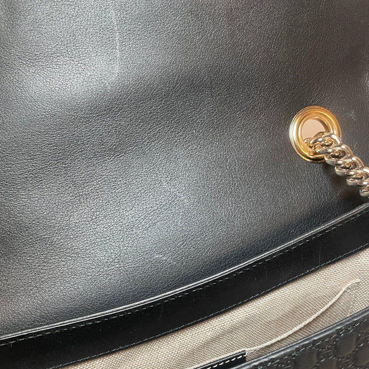 GUCCI Emily Guccissima Chain Shoulder Bag - Black