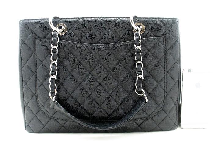 Chanel Caviar GST 13" Grand Shopping Tote Chain Shoulder Bag Black
