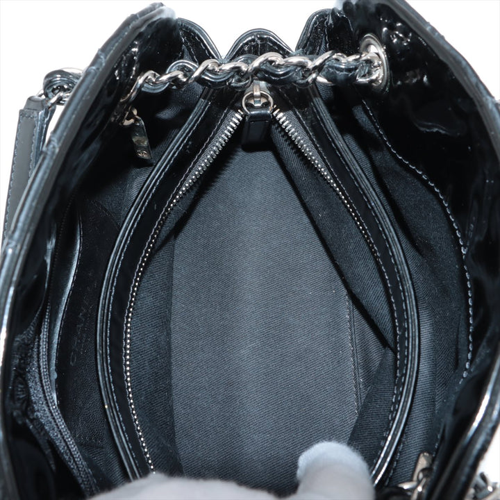 Top Quality Chanel Mademoiselle Patent Leather Chain Shoulder Bag Black Silver G  14th