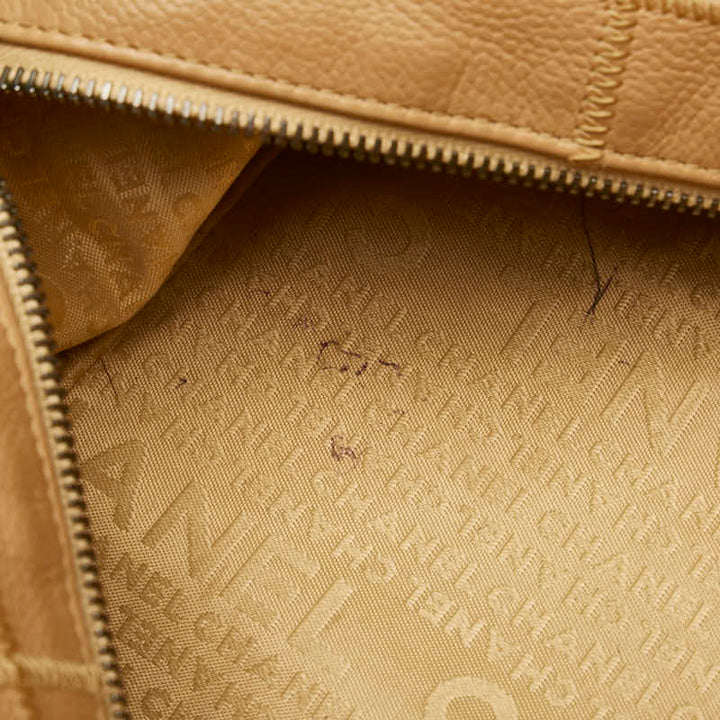 Top Quality Chanel Chocolate Bar Boston Bag Handbag Beige Leather Lady Chanel