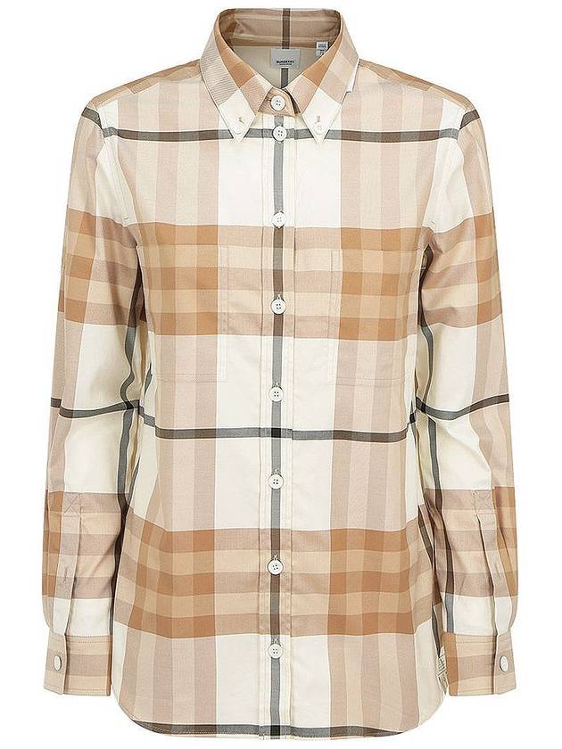 Burberry Check Pattern Cotton Shirt Beige