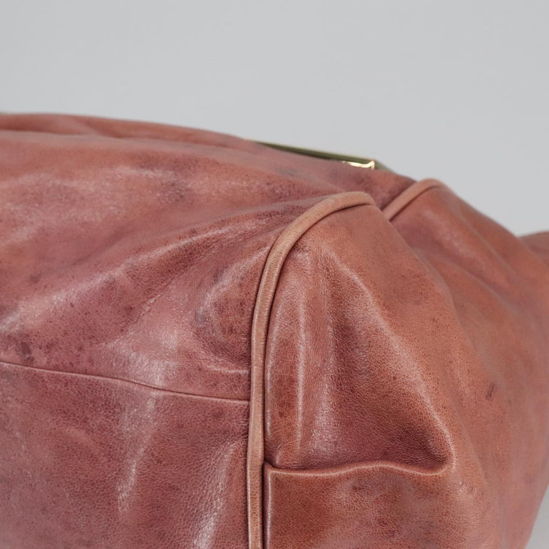 Chloe Etel Hand Bag Leather 2way Pink Gold 97477