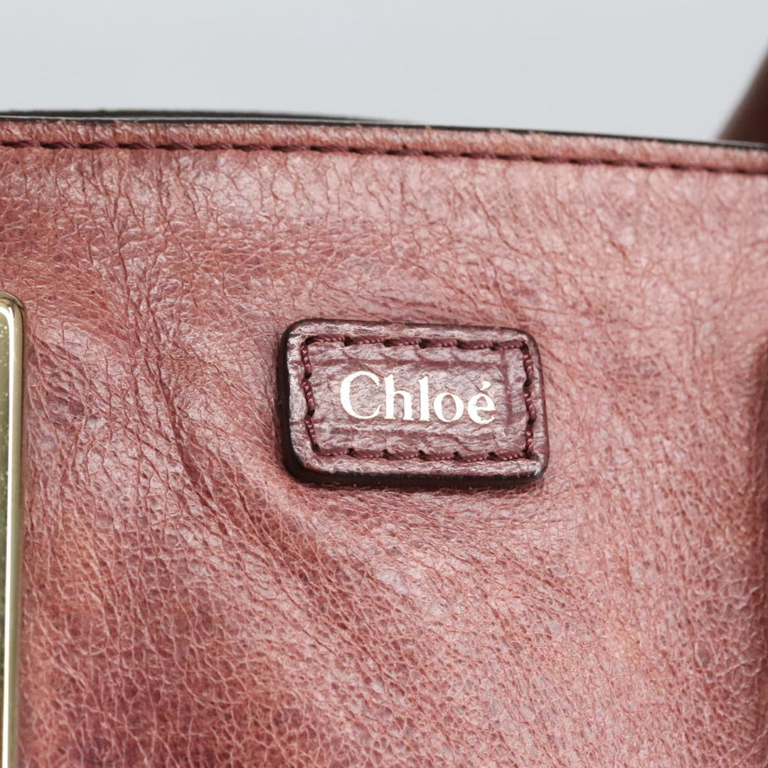 Chloe Etel Hand Bag Leather 2way Pink Gold 97477
