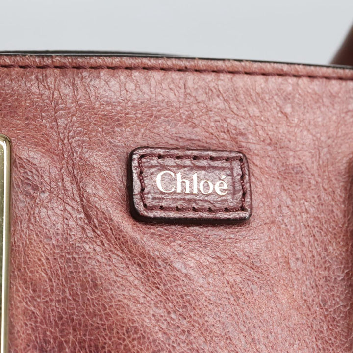 Chloe Etel Hand Bag Leather 2way Pink Gold 97477