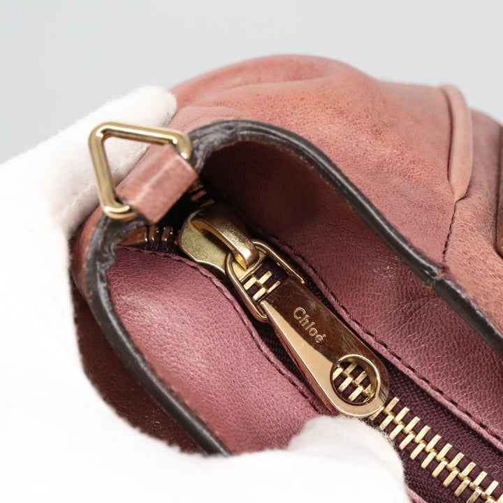 Chloe Etel Hand Bag Leather 2way Pink Gold 97477