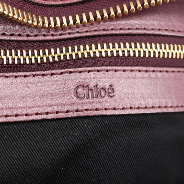 Chloe Etel Hand Bag Leather 2way Pink Gold 97477