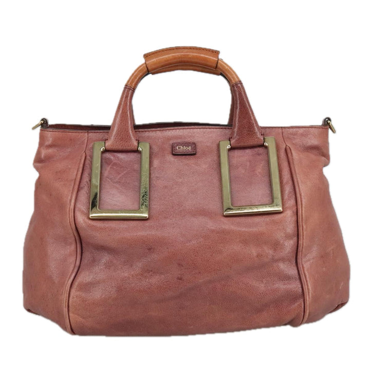Chloe Etel Hand Bag Leather 2way Pink Gold 97477